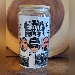 🪻3/$25 music legends hip hop artists Glass tumbler lid reusable straw 16oz